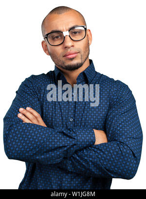 Nerdy man avec un drôle de visage Banque D'Images