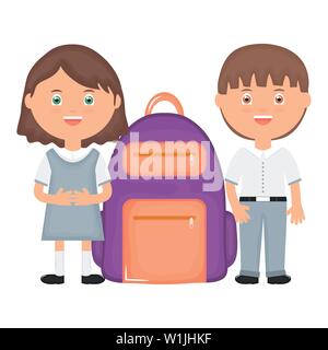 Les étudiants peu cute couple avec sac vector illustration design Illustration de Vecteur