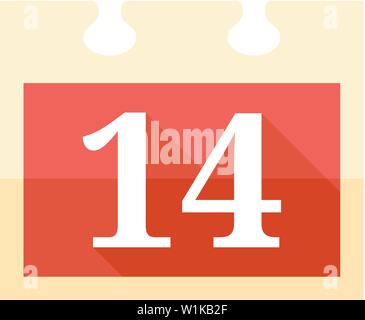 Valentine icône calendrier en couleur plate style. Célébrer l'amour date Février 24 Illustration de Vecteur