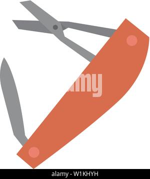 Dans l'icône de l'outil multi couleur plate style. Camping multifonction multifonction survie réparation Sharp Illustration de Vecteur