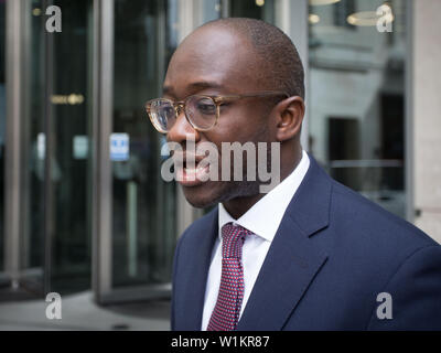 Sam Gyimah, Ministre d'État pour les universités, les sciences, la recherche et l'innovation, et à la direction du parti conservateur dernières contender arrive à la BBC, Londres, UK Avec : Sam Gyimah Où : London, Royaume-Uni Quand : 02 Juin 2019 Crédit : Wheatley/WENN Banque D'Images