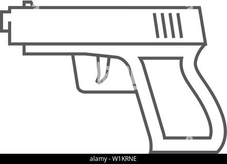 Des armes à feu dans le bras de l'icône Contour mince de style. La justice police automatique pistolet protection déclencheur du crime Illustration de Vecteur