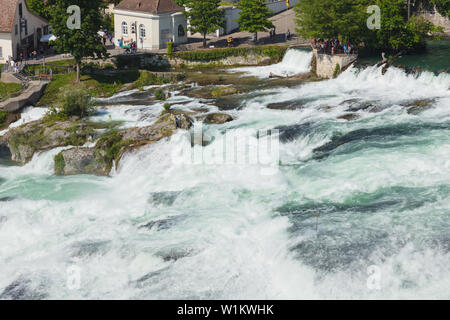 Laufen, Suisse - 7 juin 2019 : les chutes du Rhin cascade. Les chutes du Rhin (en allemand : cascade Rheinfall) est situé sur le Rhin, sur le bor Banque D'Images