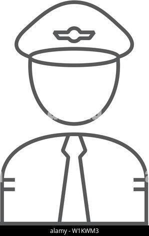 Dans l'icône avatar pilote style du contour mince. Le contrôle de l'avion avion aviation Personnes Illustration de Vecteur