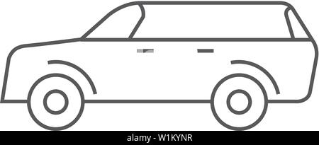 Icône de voiture en fines contours style. Le sport véhicule tout-terrain 4x4 bateau Illustration de Vecteur