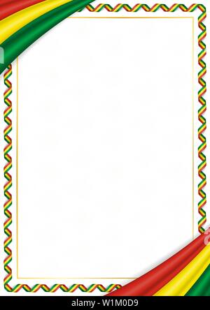 A la frontière avec la Bolivie couleurs nationales. Les éléments de modèle pour votre certificat et diplôme. Orientation horizontale. Vector Illustration de Vecteur