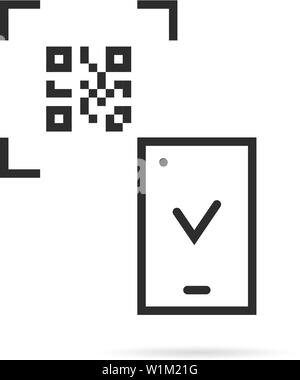 La ligne noire fine lecture de code qr sur fond blanc Illustration de Vecteur