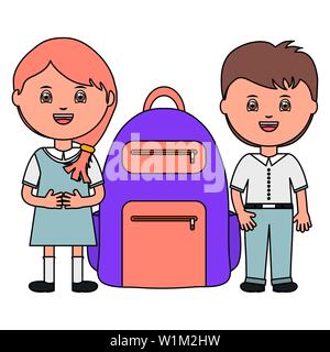 Les étudiants peu cute couple avec sac vector illustration design Illustration de Vecteur