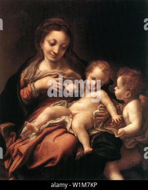 Antonio da Correggio - Vierge l'Enfant avec ange 1524 11524 Banque D'Images