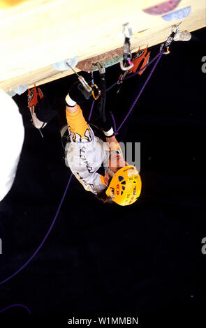 Compétition d'escalade sur glace, mars 2004, Canmore, Canada, Harald Berger Banque D'Images