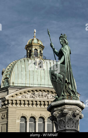 Palais fédéral de la Suisse, statue, Berne, Suisse Banque D'Images