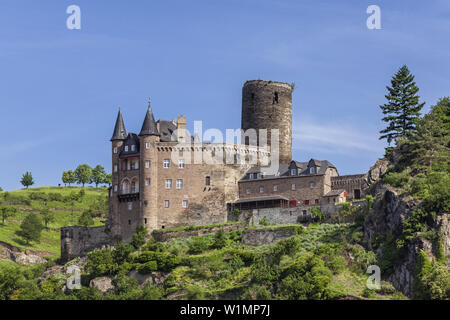 Burg Katz Château Saint Goarshausen par-dessus le Rhin, Vallée du Haut-Rhin moyen, la Rhénanie-Palatinat, Allemagne, Europe Banque D'Images