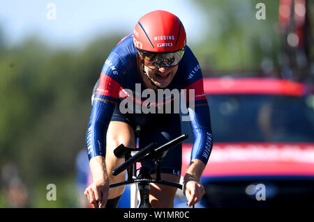 L'équipe de Wiggins Le Col Mark Christian concurrentes dans l'élite hommes au cours de la British Cycling Route National Championships Time Trials à Sandringham Estate, Norfolk. Banque D'Images