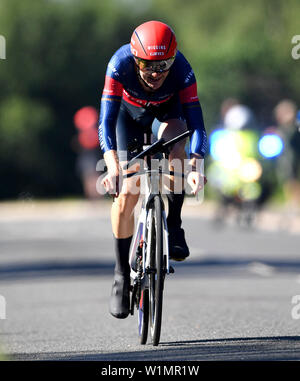 L'équipe de Wiggins Le Col Mark Christian concurrentes dans l'élite hommes au cours de la British Cycling Route National Championships Time Trials à Sandringham Estate, Norfolk. Banque D'Images