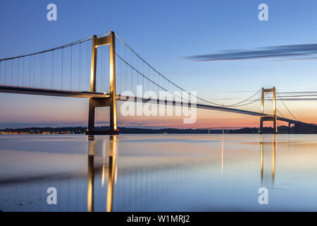 Nouveau pont du Petit Belt Bridge sur la Petite Ceinture entre presqu'île de Jutland et de Fionie, Middelfart, îles de la mer du sud du Danemark, Danemark du Sud, Banque D'Images