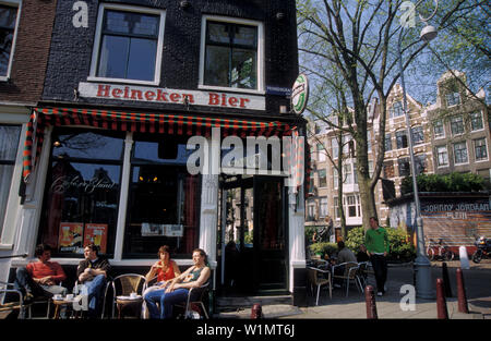 Café sur le Prinsengracht, Amsterdam, Pays-Bas, Europe Banque D'Images
