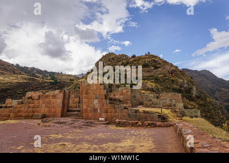 Ruines anciennes d'inca à Pisac, Pérou Banque D'Images