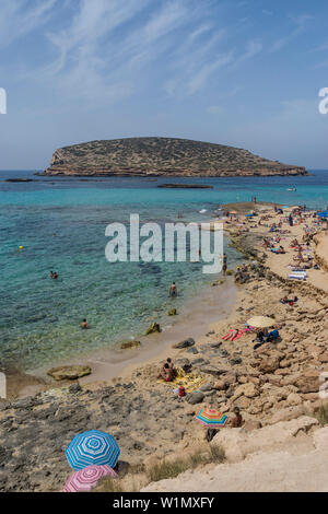 Playas de Comte, Cala Comte, Eivissa, Espagne, Îles Baleraric Banque D'Images