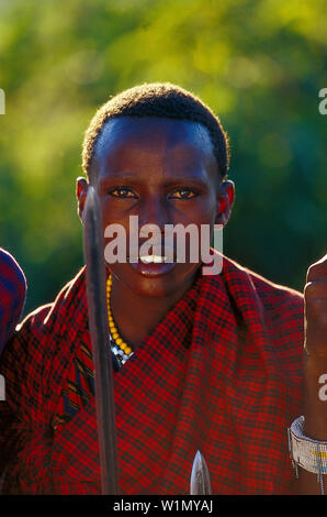 Les jeunes, Tribu Masai en Tanzanie Ngorongoro Conservation Area Banque D'Images