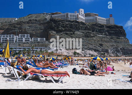 Playa de los Amadores Puerto Rico, Gran Canaria, Îles Canaries, Espagne Banque D'Images