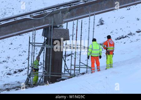 Aviemore, Royaume-Uni, 3 juillet 2019. PHOTO DU 26 NOVEMBRE 2018. Highlands and Islands Enterprise, qui opère Cairngorm Mountain, a dit la montagne, funiculaire sera fermée pour un autre hiver comme travail de réparation ne peut être effectuée jusqu'au printemps ou l'été de 2020. Crédit : Andrew Smith/Alamy Live News Banque D'Images