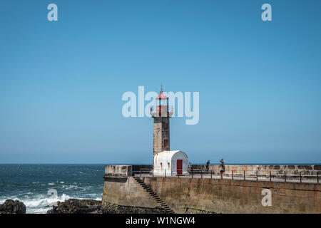 Felgueiras phare, Porto, Portugal. Banque D'Images