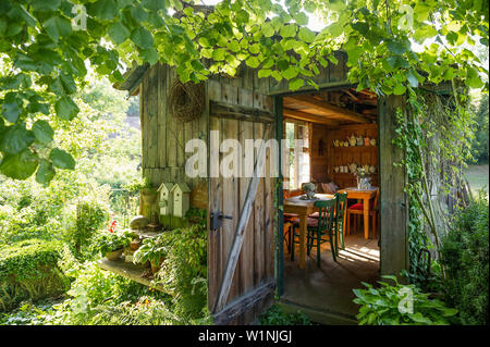 Jardin Nature morte avec jardin ancien hut, Freiburg, Emmendingen, Bade-Wurtemberg, Allemagne Banque D'Images