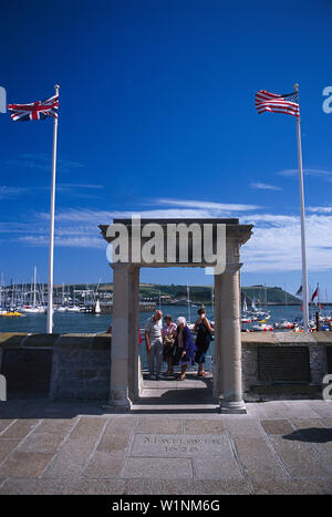 Point de départ de Mayflower, Plymouth, Devon, Angleterre, Grande-Bretagne Banque D'Images