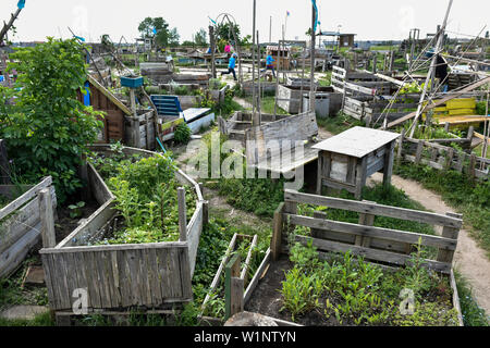 Les jardins urbains à l'ancien aéroport de Tempelhof, Berlin, Allemagne Banque D'Images