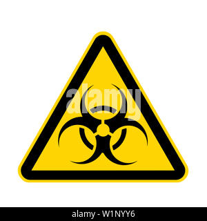 Un bio-hazard signe de danger jaune isolé sur blanc avec clipping path Banque D'Images