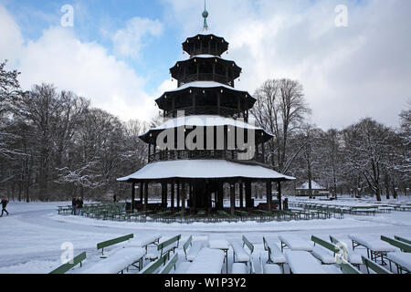 La tour chinoise dans le jardin anglais, Chinesischer Turm, Englischer Garten, Munich, Bavière, Allemagne Banque D'Images