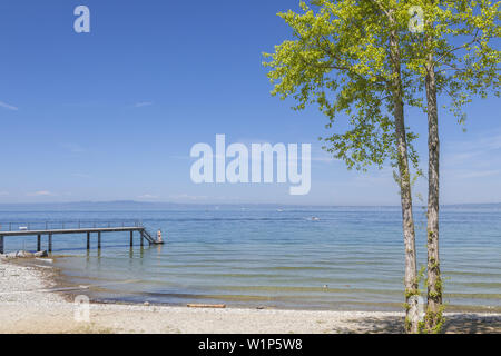 Plage à Rorschach, sur le lac de Constance, suisse du canton de St-Gall, Suisse orientale, Suisse, Europe Banque D'Images