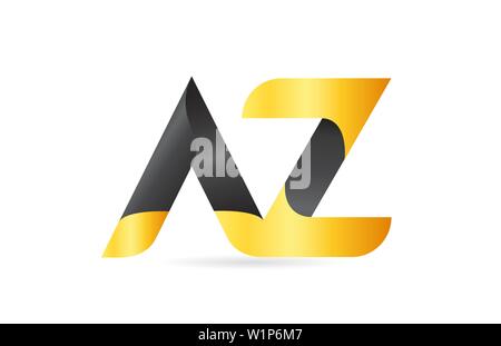 Rejoint ou connecté AZ UN Z noir jaune lettre alphabet combinaison logo approprié comme une icône design pour une société ou entreprise Illustration de Vecteur