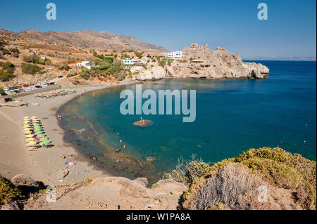 Paysage côtier et de la plage, plage de Sandy Hill, Agios Pavlos, Crète, Grèce, Europe Banque D'Images