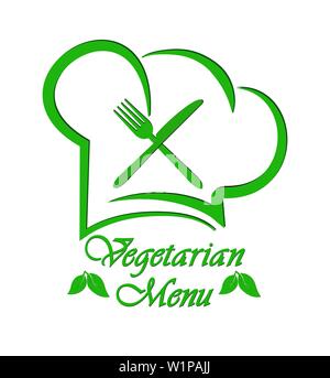 Logo pour concevoir un menu végétarien restaurant, restauration ou gastroservice, modèle plat Illustration de Vecteur