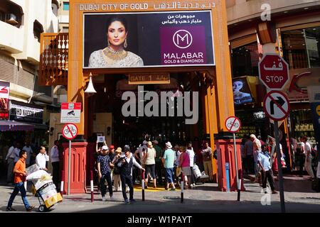 La ville de Dubaï, d'entrée de l'or, Gold Souk, Deira, DUBAÏ, ÉMIRATS ARABES UNIS, Émirats Arabes Unis Banque D'Images