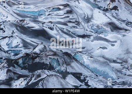 Randonnées le glacier Solheimajokull , southcoast, Islande Banque D'Images