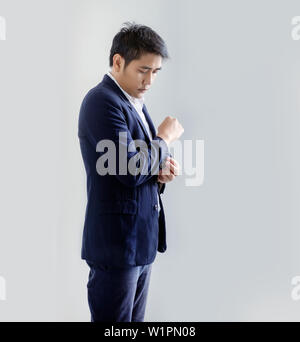 De Smart Business ton bleu sur blanc fond isolé uniforme Banque D'Images