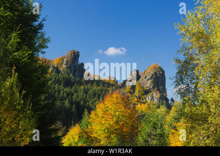 Bruchhauser Steine, près de Olsberg, sentier de randonnée Rothaarsteig, montagnes Rothaar, Sauerland, Rhénanie du Nord-Westphalie, Allemagne Banque D'Images