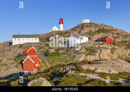 Leuchtturm Lindesnes fyr au Cap, Lidesnes Skagerak, Mer du Nord, Hordaland, Sorlandet, sud de la Norvège, Norvège, Scandinavie, dans le Nord de l'Europe, E Banque D'Images