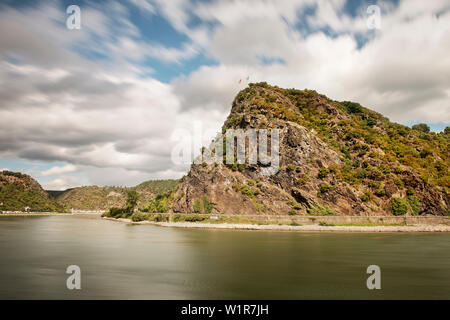 UNESCO World Heritage du Rhin Supérieur, Loreley Rochers et château Katz, Rhénanie-Palatinat, Allemagne Banque D'Images