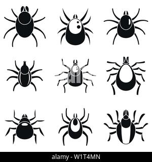 Insectes acariens icons set. Simple jeu d'insecte vecteur acarien icônes pour le web design sur fond blanc Illustration de Vecteur