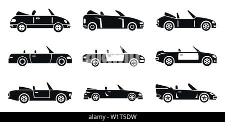 Voiture Cabriolet icons set. Simple jeu de voiture cabriolet icônes vectorielles pour le web design sur fond blanc Illustration de Vecteur