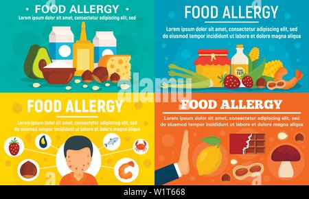 L'allergie alimentaire banner set. Télévision illustration de l'allergie alimentaire vector banner set pour le web design Illustration de Vecteur