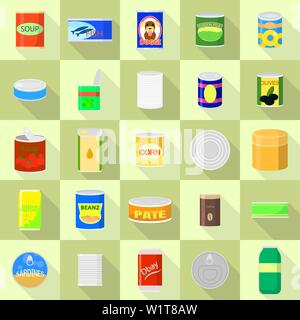 Tin Can icons set, style plat Illustration de Vecteur