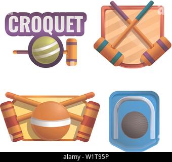 Logo de Croquet Set. Jeu de croquet Cartoon vector logo pour web design Illustration de Vecteur