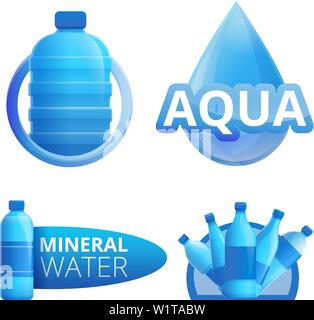 Logo de l'eau minérale. Jeu de dessin animé d''eau minérale logo vector pour web design Illustration de Vecteur