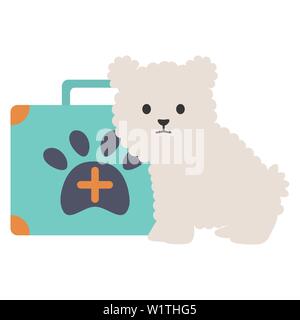 Petit chien adorable avec kit médical vector illustration design Illustration de Vecteur