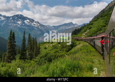 White Pass Yukon Route en direction nord, Alaska, USA Banque D'Images