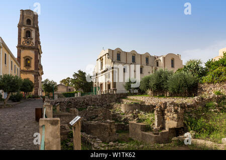 Cathédrale de San Bartolomeo, site archéologique, la ville de Lipari, l'île de Lipari, iles Eoliennes, Lipari, Mer Tyrrhénienne, Mer Méditerranée, Italie, E Banque D'Images